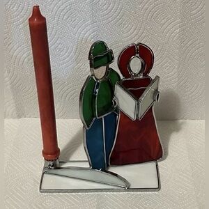 Christmas Stained Glass Candlestick Holder